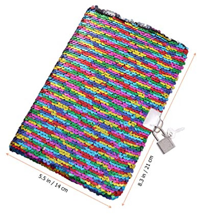 SHINEOFI Colorful Flip Sequin Notebook with Lock Personalised Travel Diary A5 Size Sparkly Journal for Boys and Girls and Adults for School and Office Use