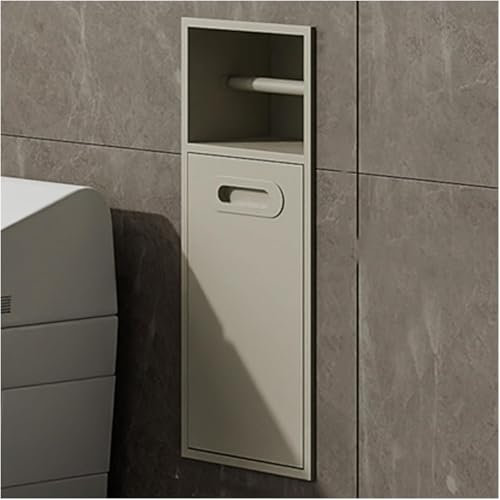 SZITW Shower wall nicheStainless Steel Shower Nich with Removable Door Recessed Toilet Paper Holder Shower Niche, Built-in Trash Can Rack for Living Room Kitchen Bathroom (Black)