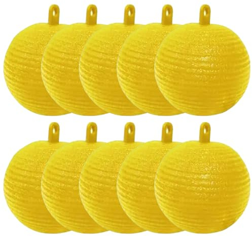 10 trampas para Moscas de la Fruta, Bola Colgante de 7, 6 cm, trampas Adhesivas Amarillas multifunción para Mosquitos de Plantas, Trampa para Mosquitos de jardín, Adhesivas Amarillas para mosq