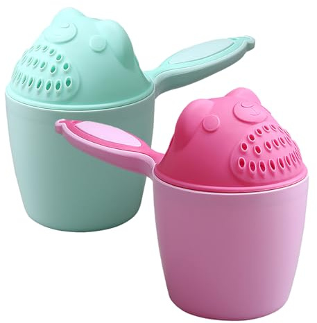 2 Pack Baby Shampoo Rinse Cup, Cartoon Baby Bath Cups, Waterfall Rinser, Kids Bath Jug, Hair Washing, Shower Sprinkler Spoon Bathroom Accessories