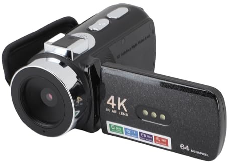 4K Videokamera, 64MP WiFi Vlogging Camera med 3 Tum 180 ° Flip Display, 4800mAh Battery Compact Digital -Videokamera med LED -fyllningsljus, för Fotografering