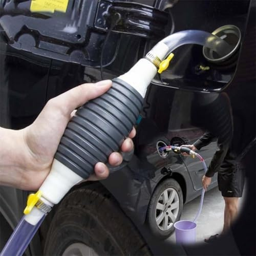 Manuell sifonpump 2025, senaste | premium bränsle- och vätskenappar med PVC-slang | Lämplig för bensin, diesel, olja, vatten, akvarium | metallklämma och bensinresistent version (med 1 extr