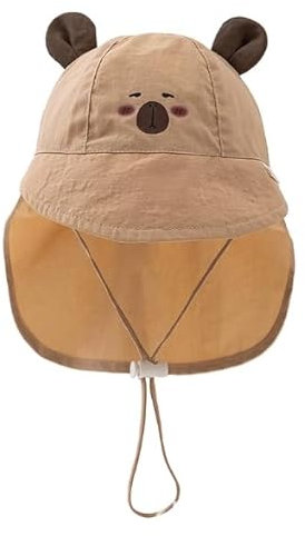 AYNKH Bebe Muslin Peaked Cap, Sombrero Sol con Protección Cuello y Orejas, Protección UV (UPF 50+) Gorra Unisex para bebés y niños, 38-46 cm, rosa, Talla única