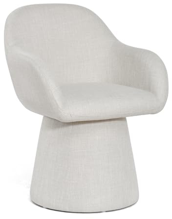 DUHOME Chaise de Salle à Manger Pivotante à 360 Degrés Fauteuil Lounge Moderne Chaise Rembourrée pour Salon Chambre Cuisine Bureau (Beige, Lin)