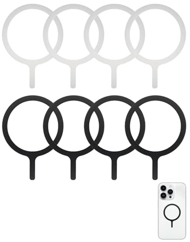 LEEQBCR 8 stycken för MagSafe Ring klistermärken metallring, självhäftande magnetisk ring för mobilskal, metall magnet rings för iPhone 17 16 15, för MagSafe-tillbehör (inte magnetisk)