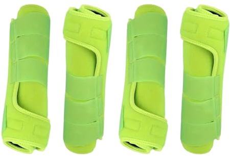 Luwecf 4 Piezas Protectores Piernas Caballo Cubiertas Envolturas Botas Neopreno Transpirables Adecuadas para Entrenamiento Deportes Ecuestres, Verde Claro, s