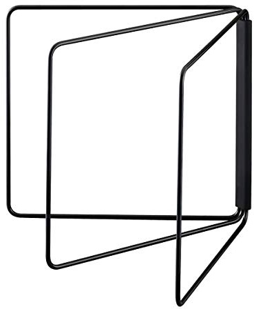 YAMAZAKI Tower Faltbarer Geschirrtuchhalter aus Stahl - für Küchenlappen/Spültuch, stehend - 2.2-54.5 x 27.5-53.5 x 25 cm, Japanisches Design, schwarz