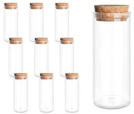 15-Pack 1.35 oz (40 ml) Glass Bottles & Test Tubes with Cork Stoppers – for Spell Jars, Spice Storage, DIY Favors, Travel Memories, Plant Propagation – Empty Recyclable Containers for Crafts, Kitchen