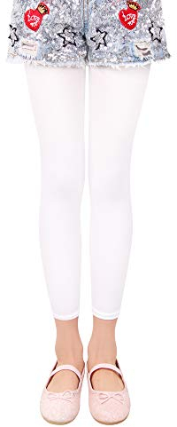 L&K-II 3/4 Kinder Mädchen Sommer Strumpfhose ohne Füße Ballett Strumpfhose Tanzstrumpfhose 40 Den Blickdichte Mikrofaser Farbig 27252 Weiß 134/140