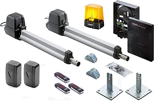 SOMMER Twist 200 M Drehtorantrieb Set für 2-flügelige Tore – Bis 2,5m Breite oder 300kg – Inkl. 3 Handsender Tor Control TC4, Lichtschranke 7020V000, & Warnlicht 24V 5069V001