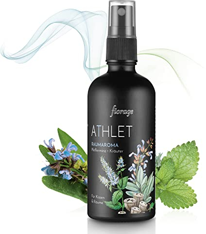 florage BIO Raumspray 100ml, ATHLET - mit Ölen von Kräutern & Pfefferminze, frische Duft Spray für die Luft, Raumduft, 100% natürliche, ätherische reine Bio Öle, Duftspray & Lufterfrischer