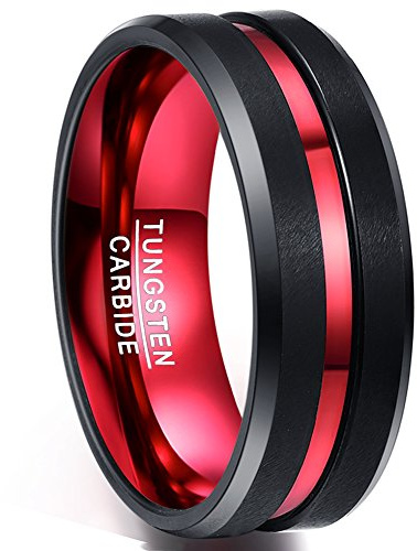 NUNCAD Bague Homme/Femme en Tungstène 8mm, Bague Anneau de Mariage/Fiançailles/d'Amitié/Bague de Qualité Multicolore Bijoux de Mode, Taille 47(15.0)-80(25.5)