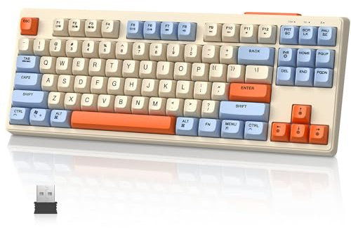 MAMBASNAKE TKL- Tastiera da gioco wireless, Bluetooth/2,4 GHz, copritasto PBT, batteria ricaricabile da 4000 mAh, tastiera retroilluminata arcobaleno a colori misti con sensazione meccanica-Mirtilli