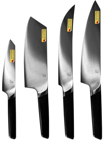 BABOSSA® Original Messerset | Küchenmesser Set 4-tlg 3 lagiger Spezial-Messerstahl (440C Kernstahl) | Ultra scharfes Messer Set mit Chefmesser, Allzweckmesser, Nakiri, Fleischmesser