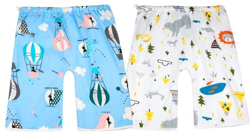 MOEMOE BABY Calzones de Entrenamiento Algodón pantalones de entrenamiento para bebé pantalones de pañales Reutilizables 2 Paquetes, globos, 1-4 años