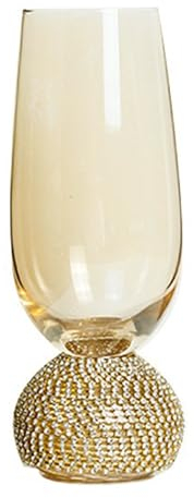 Tasses en Verre Doré avec Base en Strass Cloutée à la Main, élégantes Flûtes à Champagne, Verres à Vin, Verres à Cocktail, Verres à Margarita avec Base en Cristal(260ML)