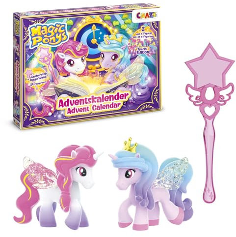 Calendario de Adviento Infantil CRAZE MAGIC PONYS - Calendario de Adviento para Niñas con Juguetes y Accesorios, incluye 2 Figuras de Ponis para coleccionar