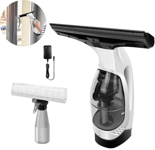 Wiederaufladbarer Fenstersauger,Power Fenstersauger Set,Traufe Fenstersauger Elektrisches Reinigungswerkzeug für Fenster, Fliesen, Spiegel, 1500ml Wassertank für Fenster, Fliesen, Glas, Spiegel