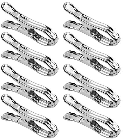 8 Mollette Grandi in Acciaio Inossidabile 12 cm,Clip per Asciugamani e per Lettini da Spiaggia,Acciaio Inox Mollette Grandi,Mollette Telo Mare,Mollette Grande per Telo Mare