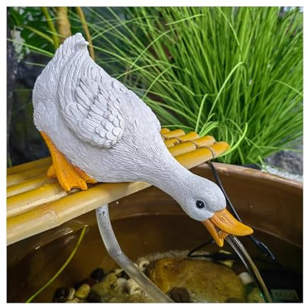 Crachoirs pour Petits étangs, fontaines pour étang, décoration de Jardin pour étang à carpes koï, matériau en résine, avec Pompe à Eau et Tuyau, pour étangs à carpes koï et Jardins Aquatiques(Wit)