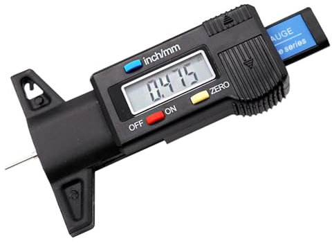 EUZUXU Misuratore di Profondità Digitale per Pneumatici, 0-25.4mm LCD Display Misuratore, per Auto, Furgoni, Camion