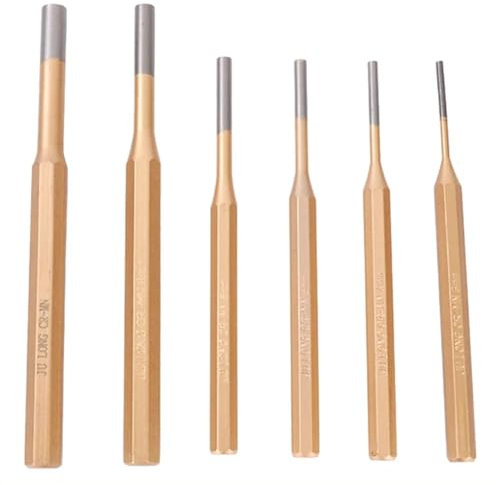 Yopeissn 6 Uds 3-8Mm Cincel PunzóN CilíNdrico Acero de AleacióN Cabeza Redonda PunzóN Central Cincel PercusióN PunzóN Aguja Herramientas de Mano