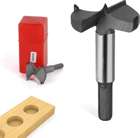 ZDNT Broca Forstner profesional de 45 mm para madera, 45 mm Forstner, broca para madera, cortador de agujeros con vástago hexagonal, broca para madera, broca para madera (45mm)