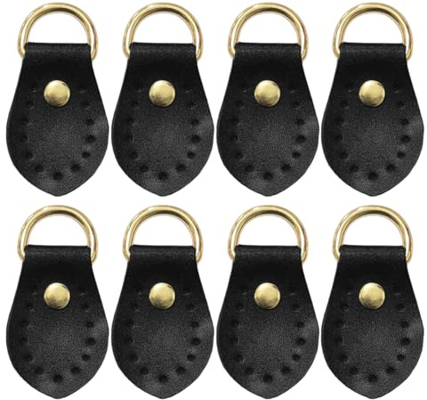 UEIOAVL Buckles, chiusure per borse uncinetto 8 pezzi fibbie in pelle per borse fibbie ad anello a D in metallo fibbie con manico in pelle fibbie appese cucite a mano per borse accessori (nero)