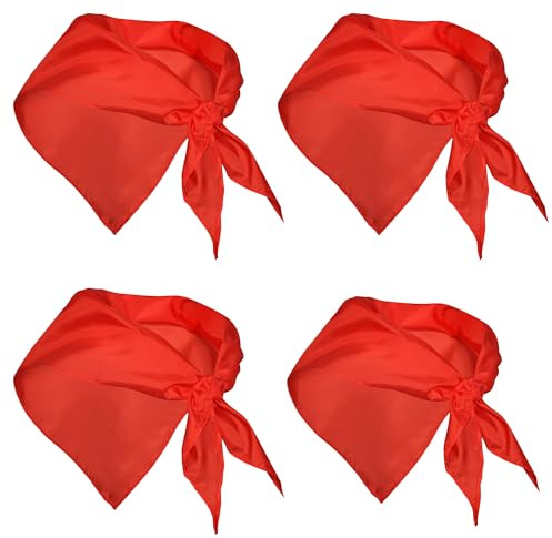 Genérico Pack 4 Pañuelos San Fermín Rojo Unisex para Fiestas, Triangular, 100% Poliéster, 100x50 cm, Ligero y Transpirable, Bandana Roja, Pañuelo Rojo, Pico, Pañuelo Peñas, Pañuelo Rojo