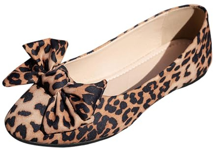 Ballerina Shoes Women's Comfortable Flat Ballet Flats Slip Loafers, Flat Opening, Spring/Lightweight, Breathable, with Large Bow Decoration, Soft Bottom, Casual Slouchy Shoes, Ballerinas Women, b, 5