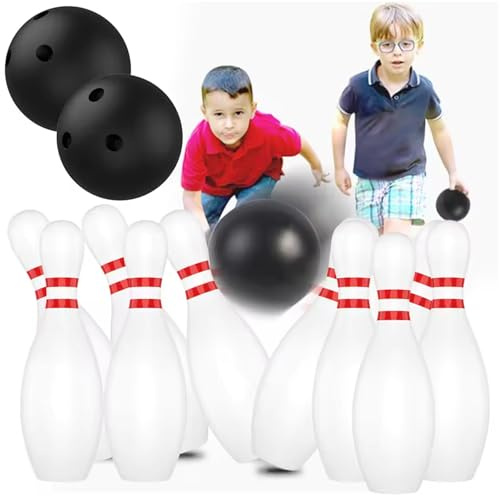 Set da bowling per bambini, 10 birilli di plastica e 2 palline Set da bowling per bambini, attività di gioco per interni ed esterni, regali educativi per feste di compleanno per ragazzi e ragazze 5-