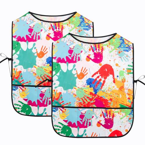 ViEinkaufen 2 Pack Kids Painting Aprons Smock for Boys and Girls 3-8 Years