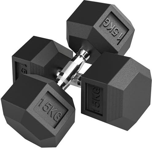 HOMCOM Ensemble d'Haltères Courtes Total 2 x 15 Kg Fitness Homme Femme Noir