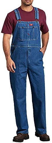 Dickies, Homme, SALOPETTE EN JEAN DÉLAVÉ, BLEU INDIGO LAVÉ À LA PIERRE, 32W / 32L