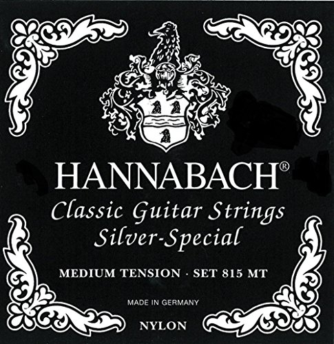 Hannabach Saiten für Klassikgitarre Serie 815 Medium Tension Silver Special Konzertgitarre (Allzweck-Saite für fast jedes Instrument, Saiten klassische Gitarre, Made in Germany, 8-saitig), Schwarz