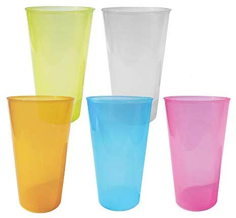 TELEVASO - 100 uds - Vaso Cocktail 480 ml Reutilizable Ligero - Polipropileno (PP) - Colores surtidos - Vaso ecológico Libre de BPA, Ideal para cerveza, cubatas, agua