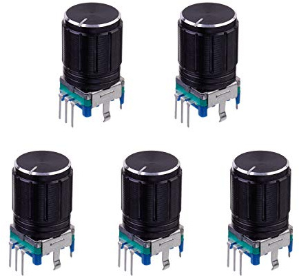BOJACK EC11 Audio digital potentiometer 360 grader 5 stift roterande kodbrytare potentiometer med knopplock (paket med 5 st)