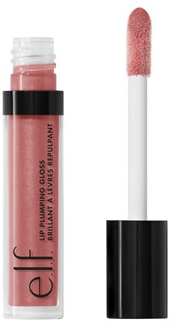 e.l.f. Lip Plumping Gloss, High-Shine Liquid Lip Color, Creates Fuller Lips & Plumper Pout, Moisturizing Formula, Mauve Lady, 0.09 Fl Oz