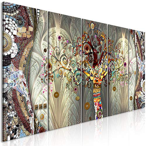 murando - Tableau Acoustique Vintage 225x90 cm 5 Parties - Décoration Isolation Phonique Bureau Chambre Panneau Insonorisant Impression sur Toile - Arbre Klimt Abstrait Gustav l-A-0032-b-m