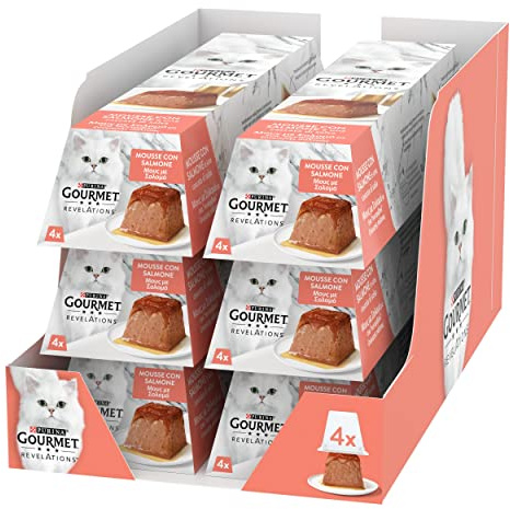 GOURMET Revelations Cibo Umido per Gatti Adulti Mousse con Salmone 24 Confezione da 57g