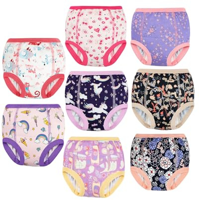 FLYISH DIRECT Baby Trainerhosen Töpfchentraining, 8er Pack Töpfchen Trainingshose für Mädchen Jungen, 2-7 Jahre, Waschbar und Wiederverwendbar, 110/4T