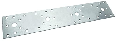 AERZETIX - C58355 - Set di 2 Piastre di montaggio perforate 55x280x2.5mm - 4 fori x Ø11mm e 36 fori x Ø5mm - in acciaio zincato Z275 - colore argento