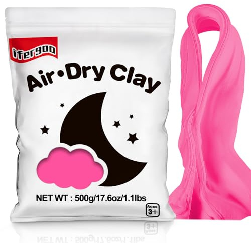 iFergoo Air Dry Clay, Ultra Light Modeling Clay, Magic Clay DIY Creative Modeling Dough, Kids Gifts for Girls Boys-1.1 Lbs/ 500 g (Pink Clay)