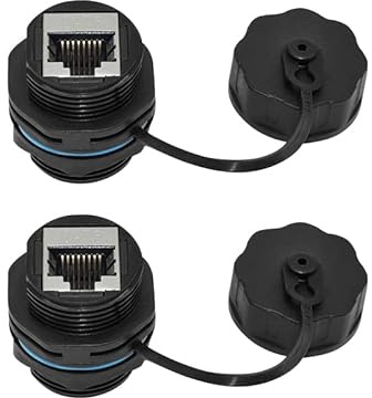RJ45 Panel Mount Waterproof Connector IP68 Cable Connector, Female to Female, with Shielding Cable Coupler-CAT6-YMP23-Blue-2 PCS
