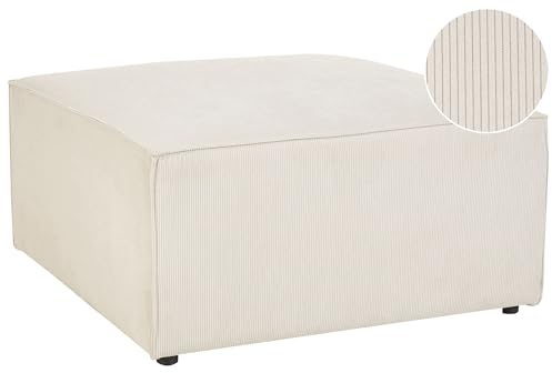Beliani Moderne Ottomane Stoffbezug Cord beige 1-Sitzer Pouf für Modulsofa Lemvig
