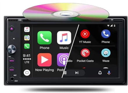 8 Inch Double Din Android Car Stereo Wireless CarPlayer Android Auto Touch screen Radio Support GPS Navigation Bluetooth RDS Radio WiFi USB (1+32G)+12LED Camera