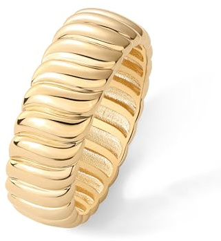 PAVOI 14K Yellow Gold Plated Chunky Statement Ring | Chunky Stackable Wide Band for Women | Size 6