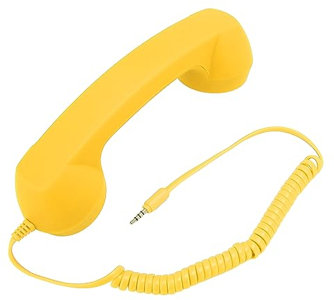 VBESTLIFE Auricular de Teléfono Vintage, Micrófono Receptor de Teléfono Celular Retro para Todos los Teléfonos Inteligentes y Computadoras con Conector de 3,5 Mm (Yellow)