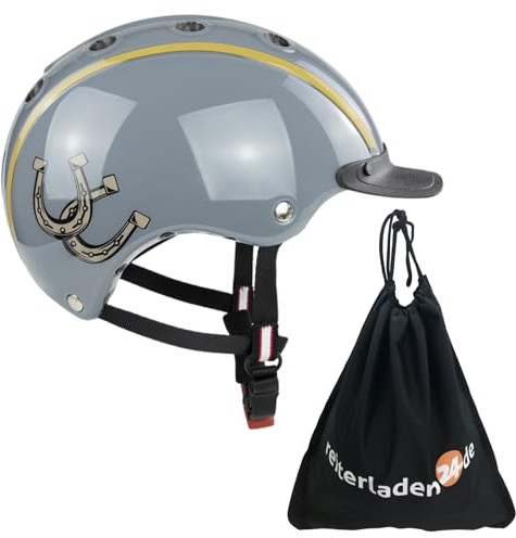RL24 - Casco Kinder Reithelm Nori Glückspferd inkl. Schutzbeutel – Mädchen & Jungen Reitkappe – Helm zum Reiten, Fahrrad- & Skifahren – Reiterhelm in Grau – Gr. XS (50-52 cm)