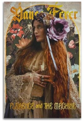 Poster con copertina dell'album Florence & The Machine Dance Fever, con copertina autografata, poster con copertina musicale, poster pop hip hop rap cantante star poster estetico su tela da parete per